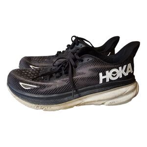 Hoka One One Clifton 9 Running‎ Shoes Black White Athletic 9.5B